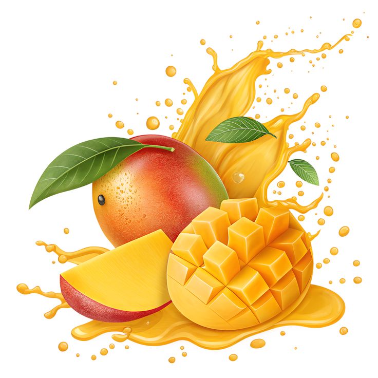 title fresh mango with leaves isolated